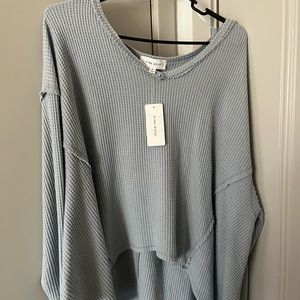 Pink Rose Gray Crew Neck Sweater Relaxed Fit